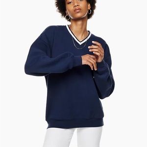 Aritzia (TNA) Navy V-Neck Sweatshirt (Size XS)